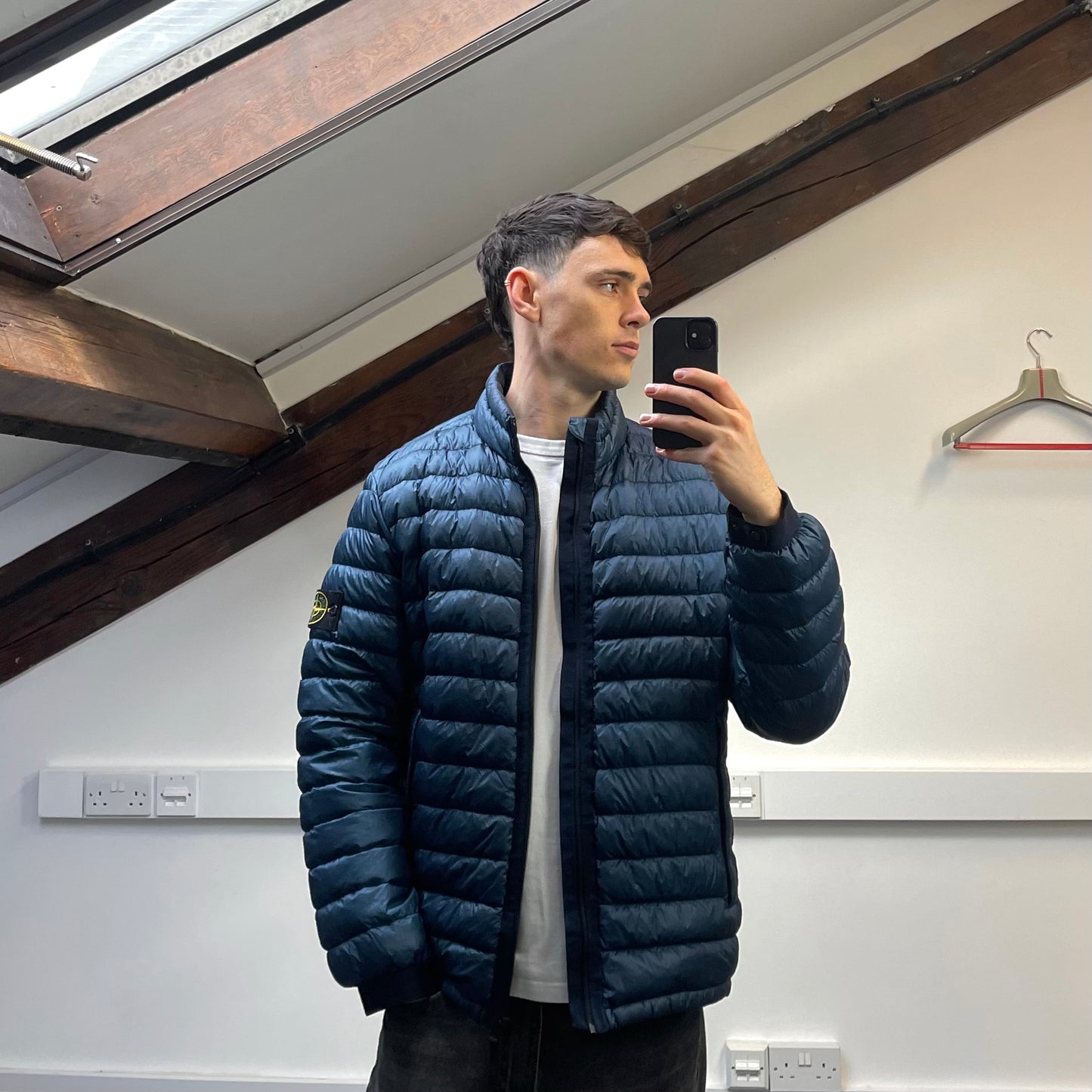 Stone Island Blue AW14 Garment Dyed 26GR X SQM Down Lightweight Puffer Jacket