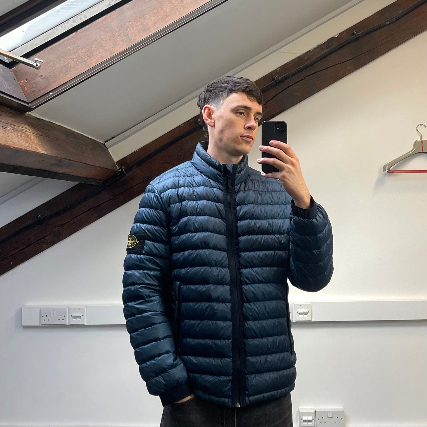 Stone Island Blue AW14 Garment Dyed 26GR X SQM Down Lightweight Puffer Jacket