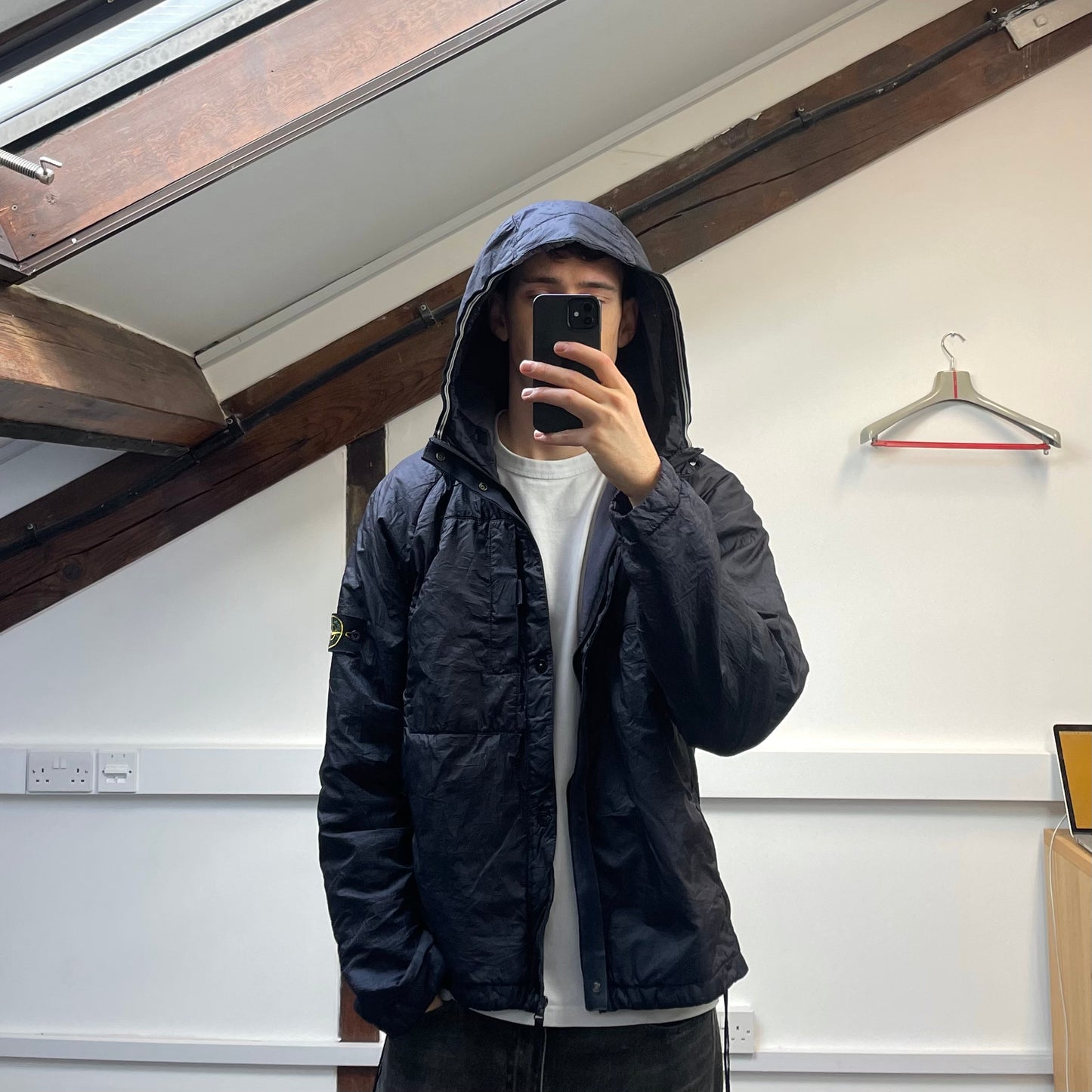 Stone Island Navy AW10 Nylon Spalmatura Lined Hooded Jacket