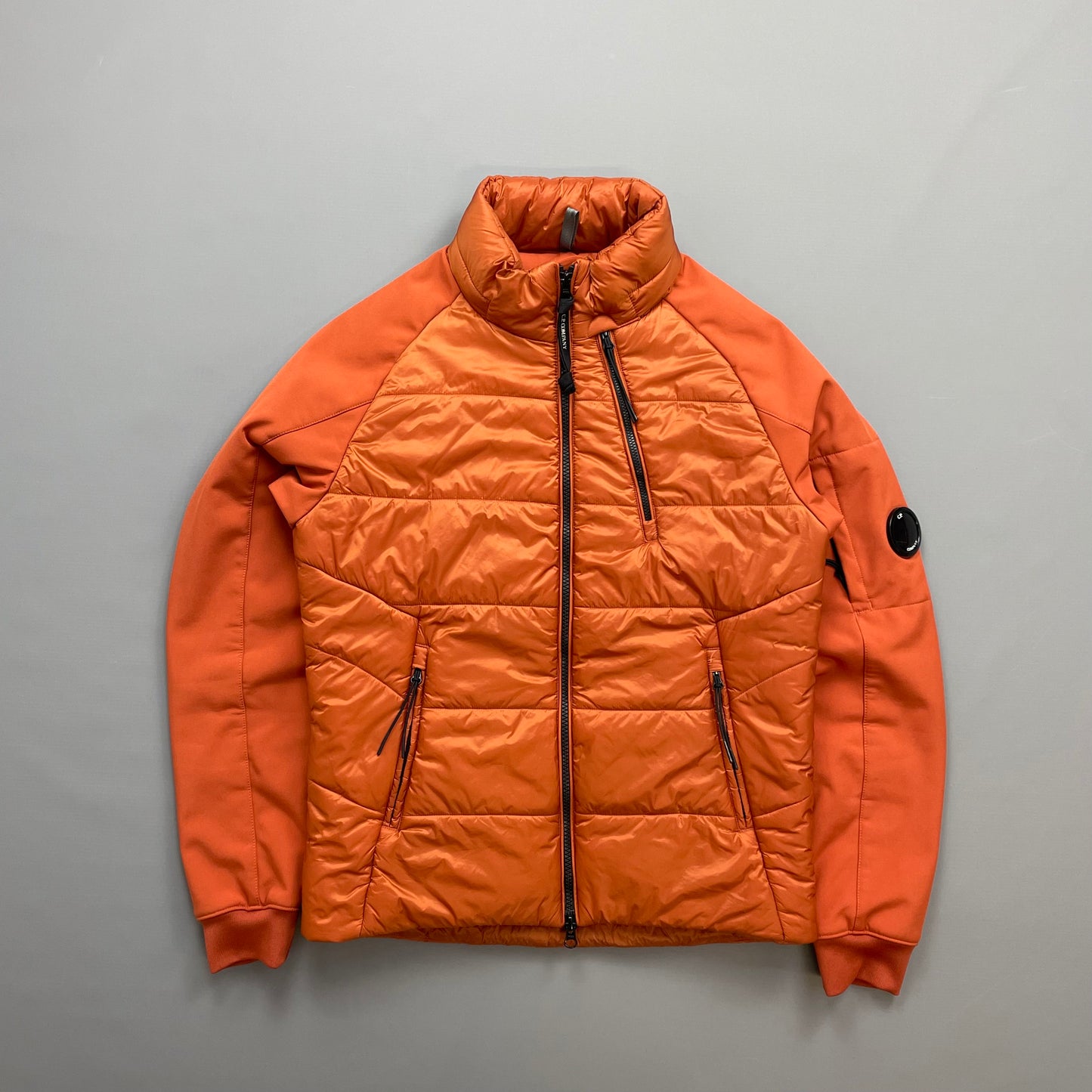 CP Company Orange Concealed Hood Padded Nylon Shell Jacket