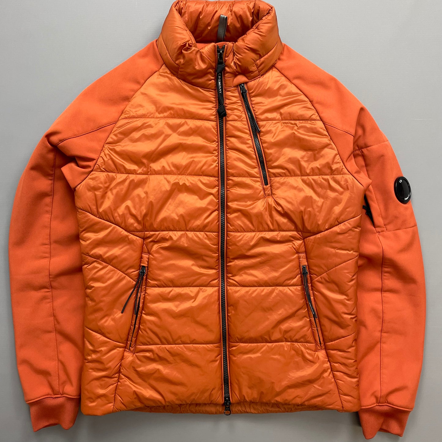 C.P. Company Orange Concealed Hood Padded Nylon Shell Jacket
