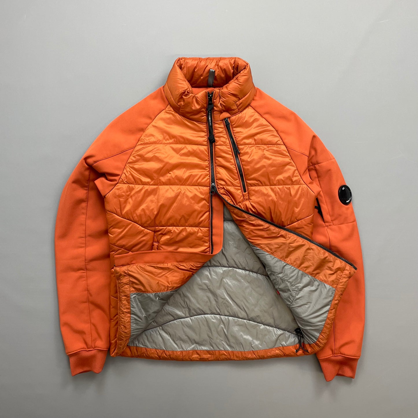 CP Company Orange Concealed Hood Padded Nylon Shell Jacket
