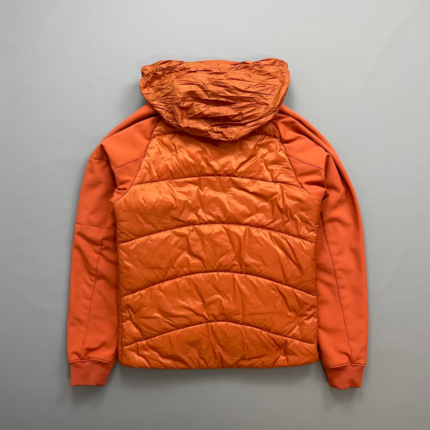 CP Company Orange Concealed Hood Padded Nylon Shell Jacket