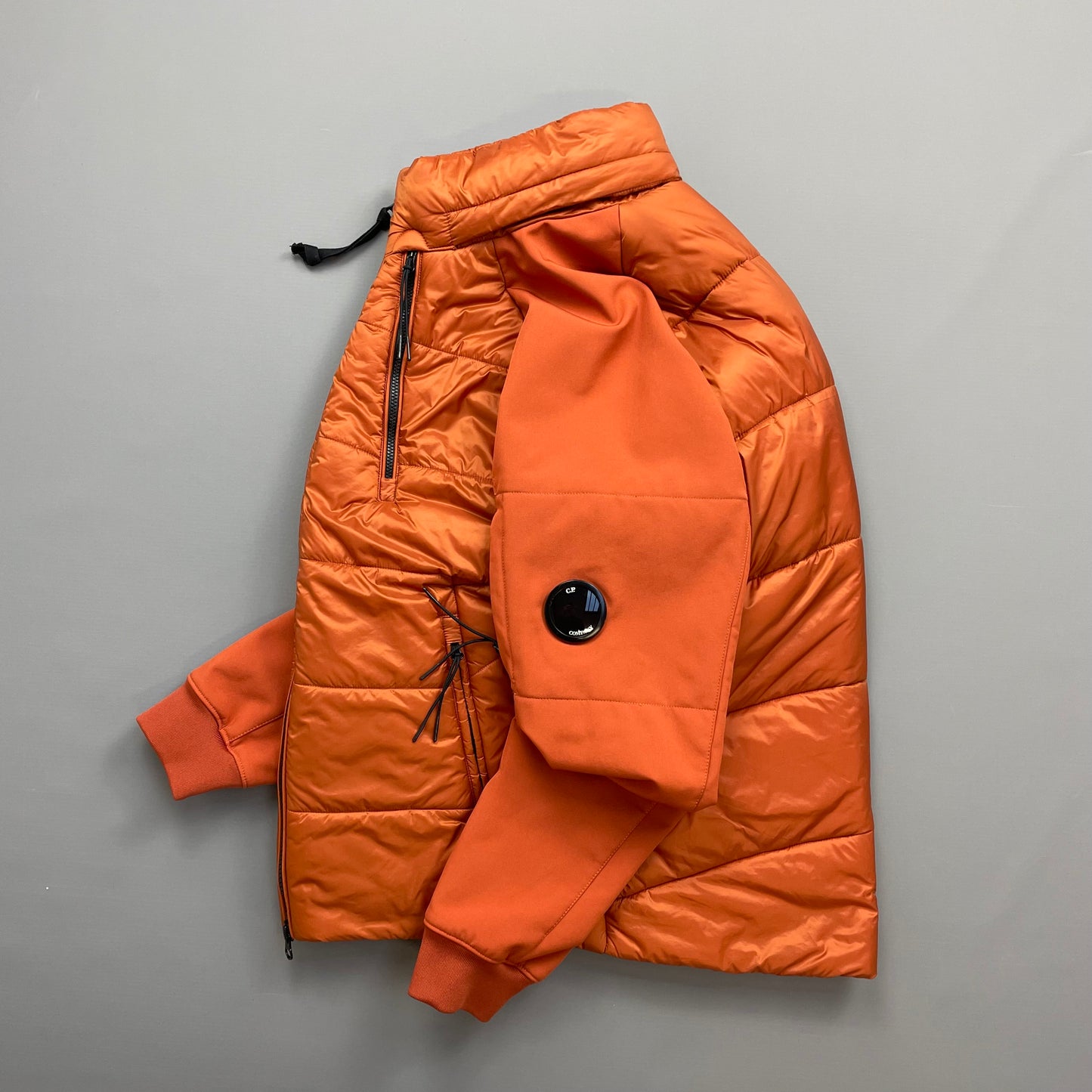 CP Company Orange Concealed Hood Padded Nylon Shell Jacket