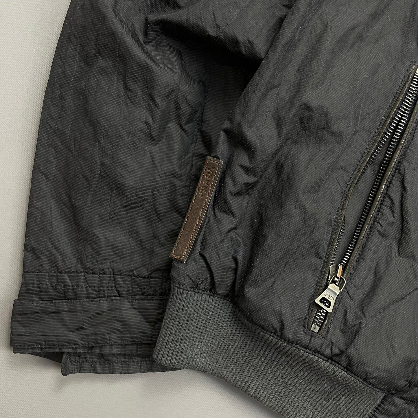 Prada Sport Grey/Navy 2006 Nylon Mixed Metal Biker Jacket