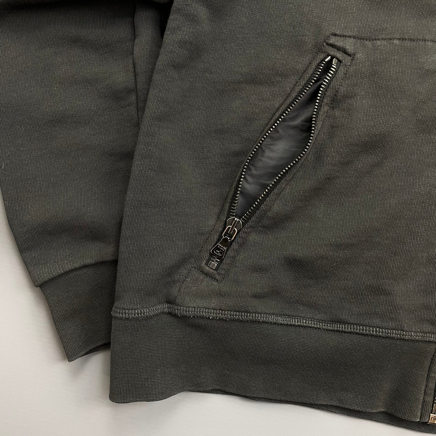 Prada Sport Khaki Grey 2014 Nylon Hood Zip-Through Hoodie