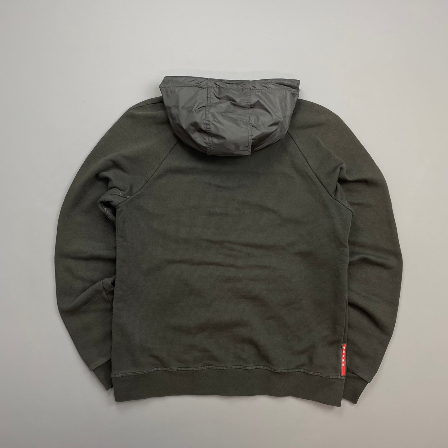 Prada Sport Khaki Grey 2014 Nylon Hood Zip-Through Hoodie
