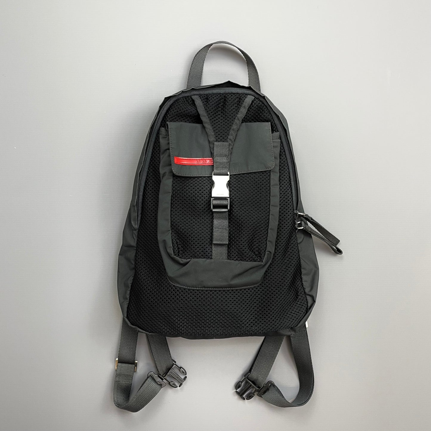 Prada Sport Grey & Black Mesh Backpack