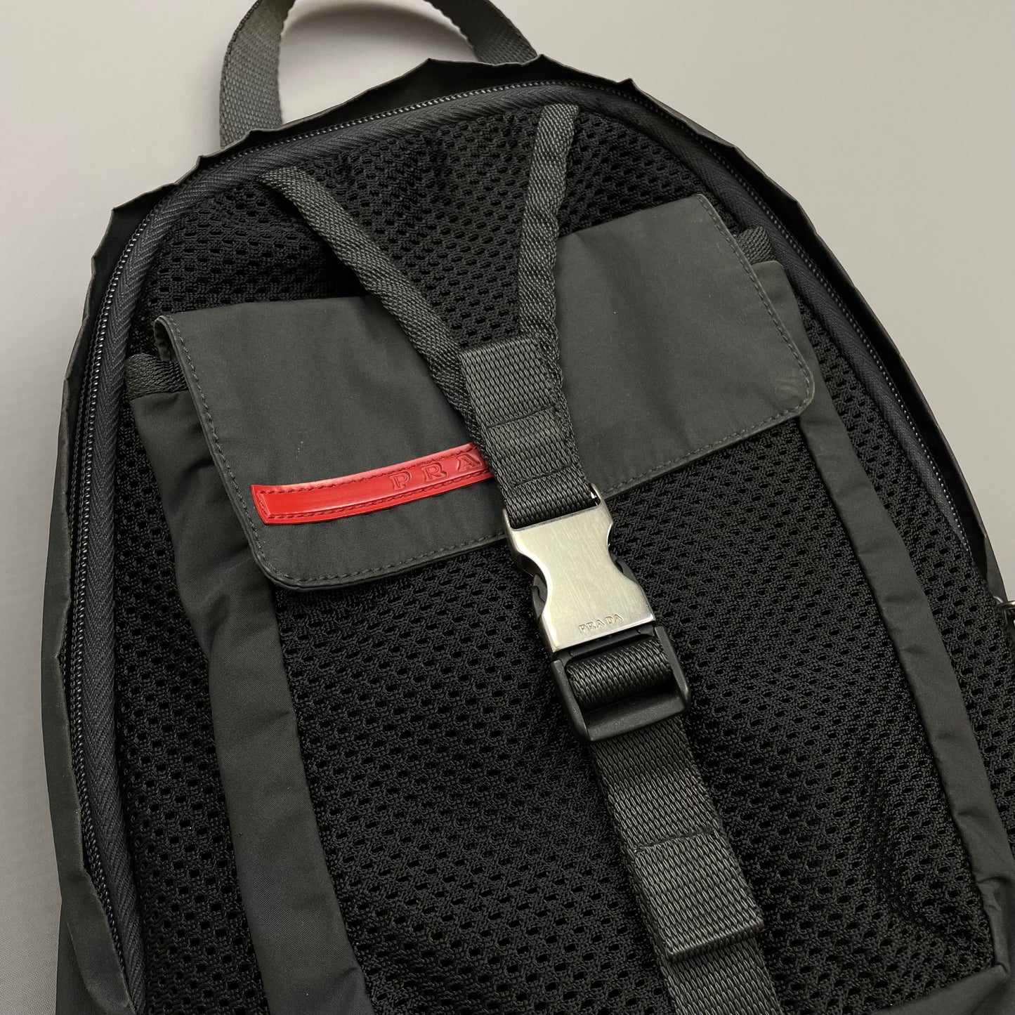 Prada Sport Grey & Black Mesh Backpack