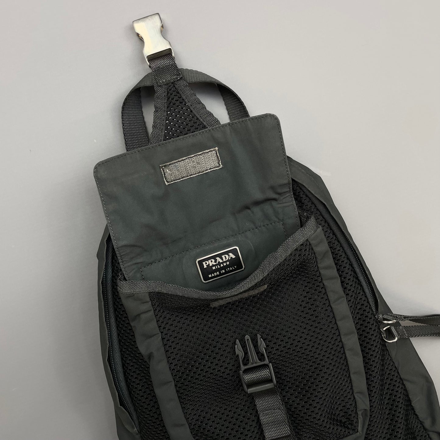 Prada Sport Grey & Black Mesh Backpack