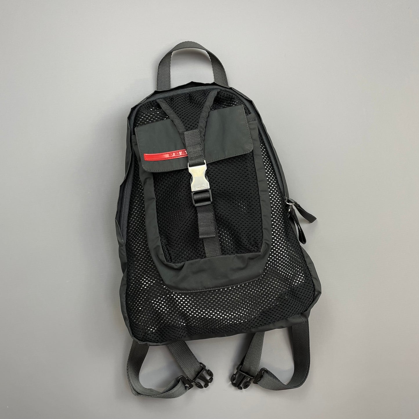 Prada Sport Grey & Black Mesh Backpack
