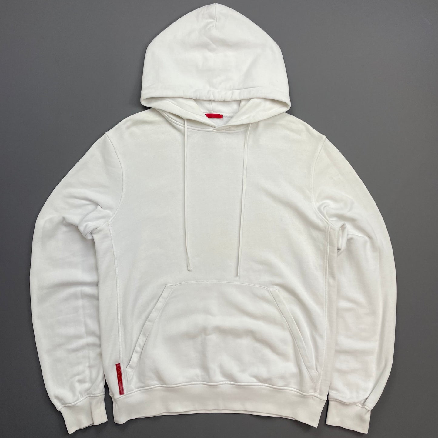Prada Sport White 2009 Cotton Pullover Drawstring Hoodie