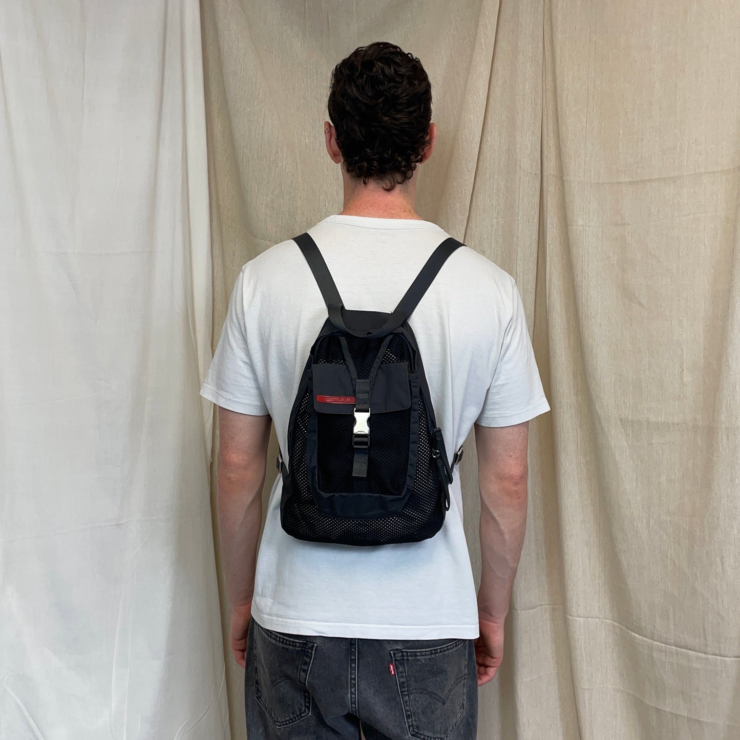 Prada Sport Grey & Black Mesh Backpack