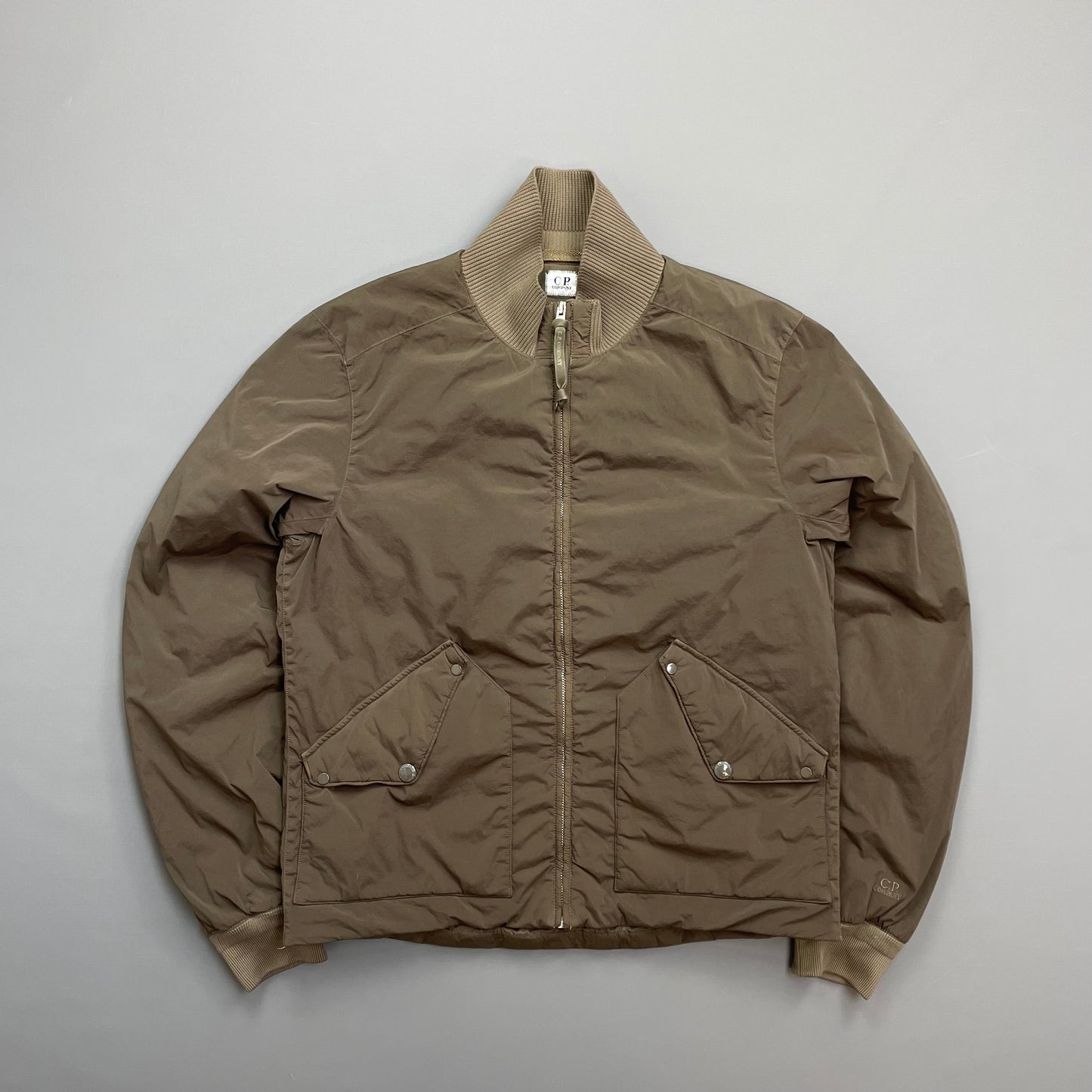 C.P. Company Brown Nylon Down Padded Bomber Jacket