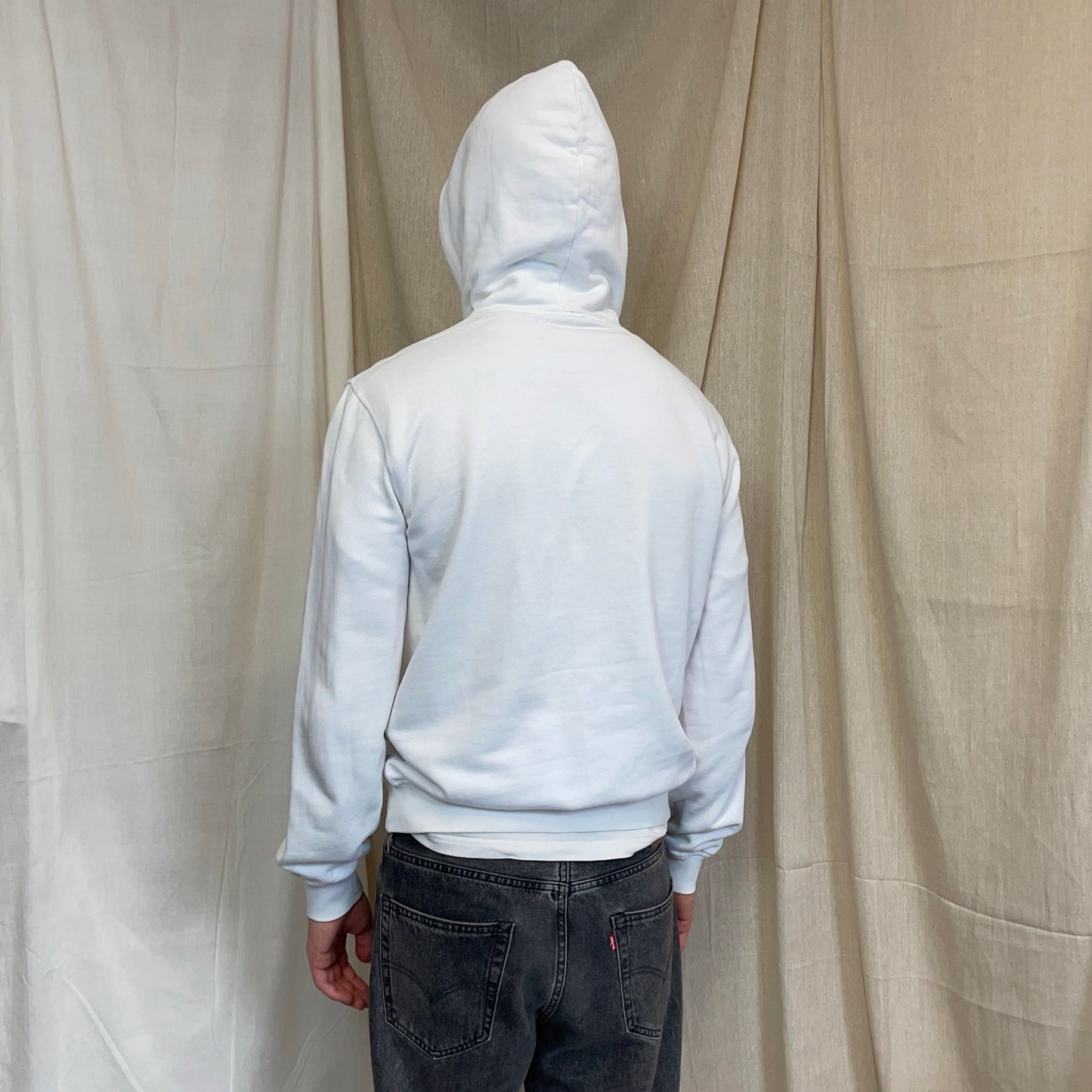 Prada Sport White 2009 Cotton Pullover Drawstring Hoodie