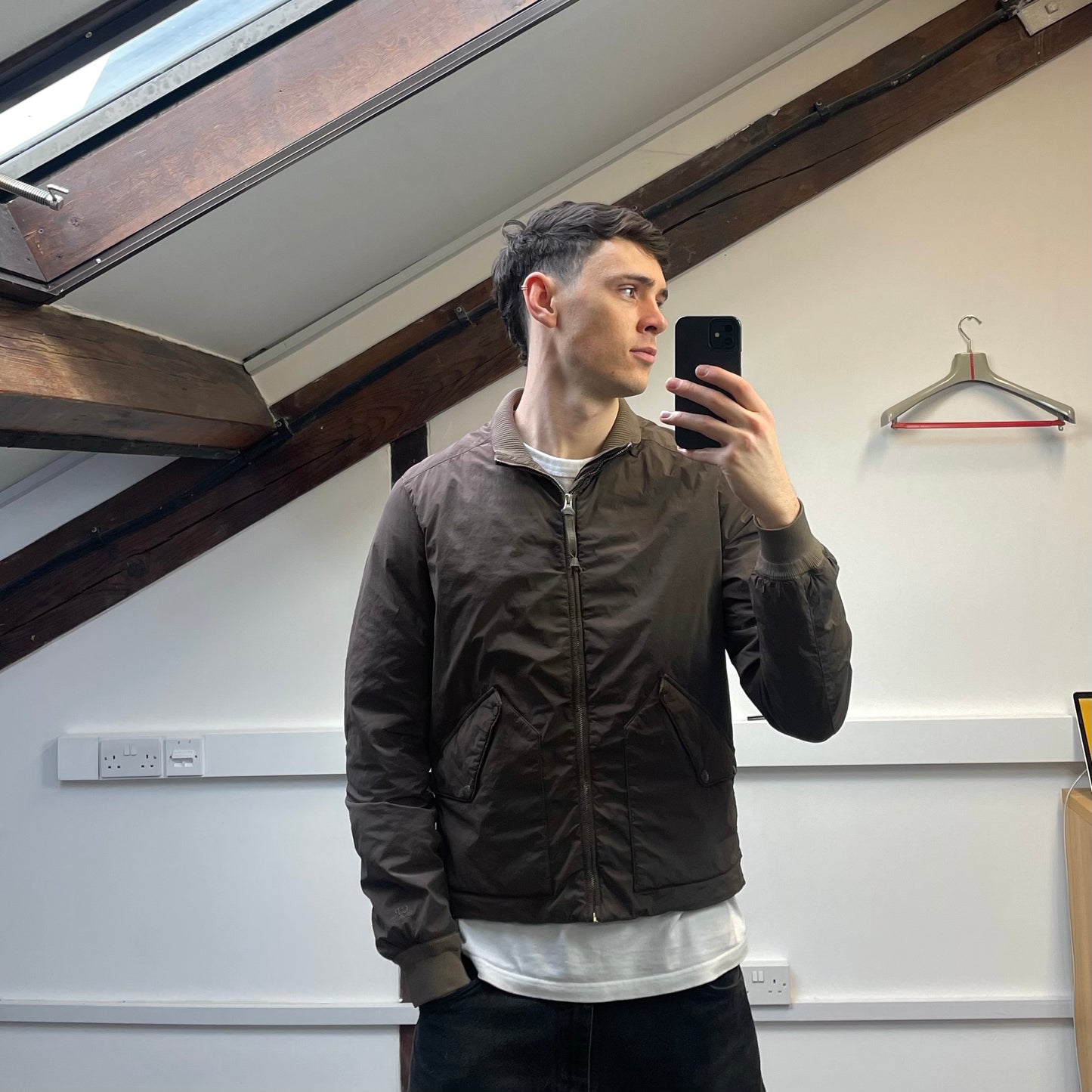 C.P. Company Brown Nylon Down Padded Bomber Jacket