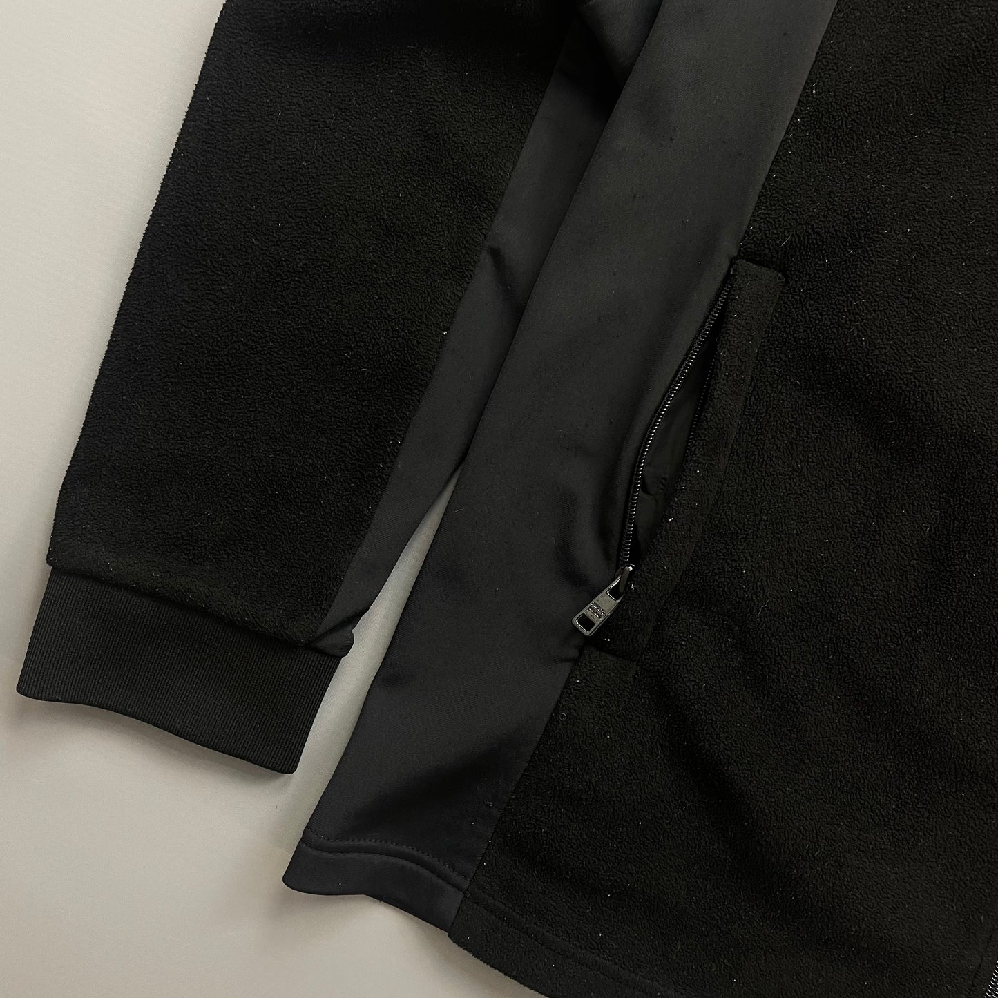 Prada Sport Black 2014 Nylon Shoulder Panel Fleece Jacket