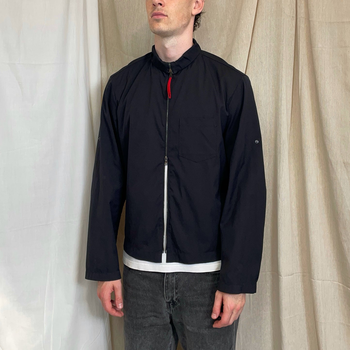 Prada Sport Navy 00s Lightweight Adjustable Sleeve Overshirt Jacket