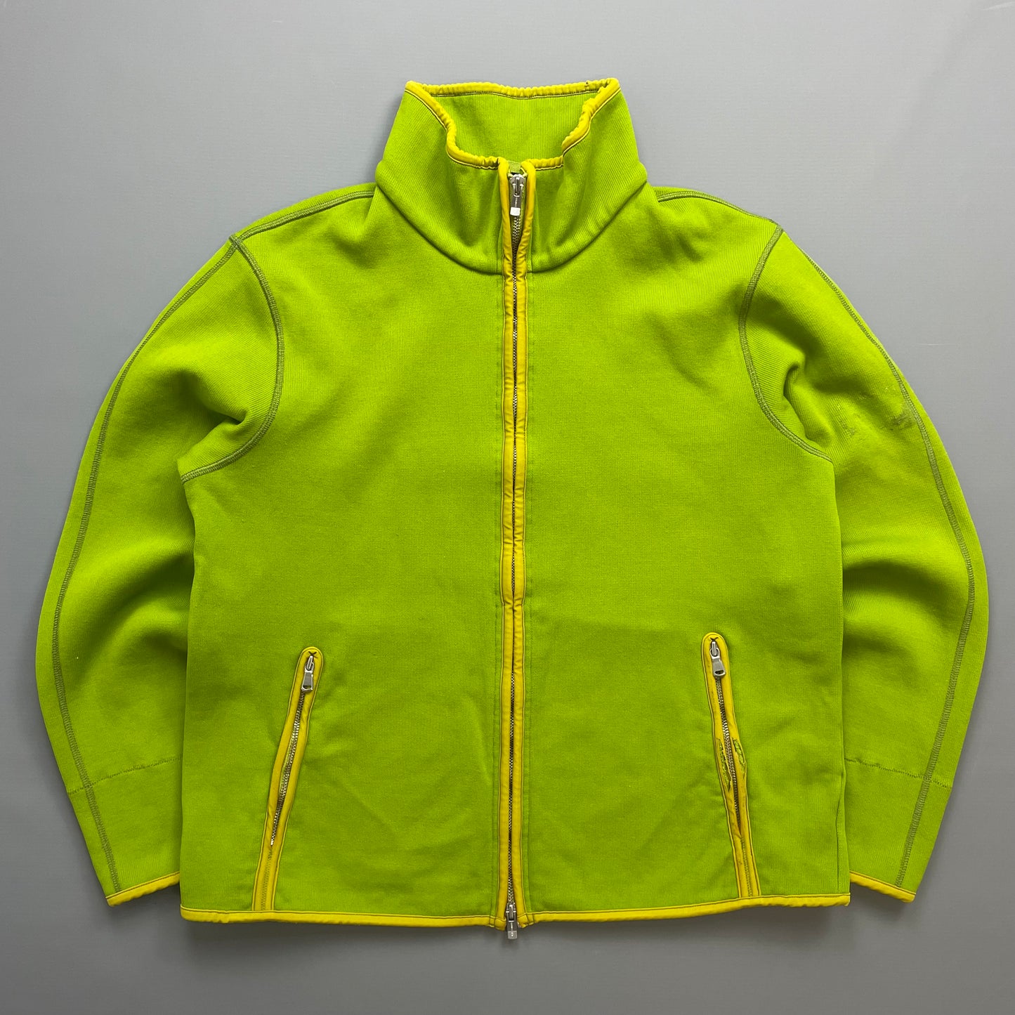 C.P. Company Lime Green Zip-Through Scuba Fleece Jacket