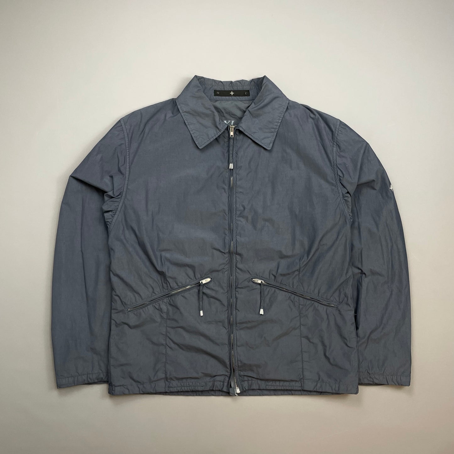 Stone Island Denims Blue Grey SS03 Nylon Zip-Through Harrington Jacket