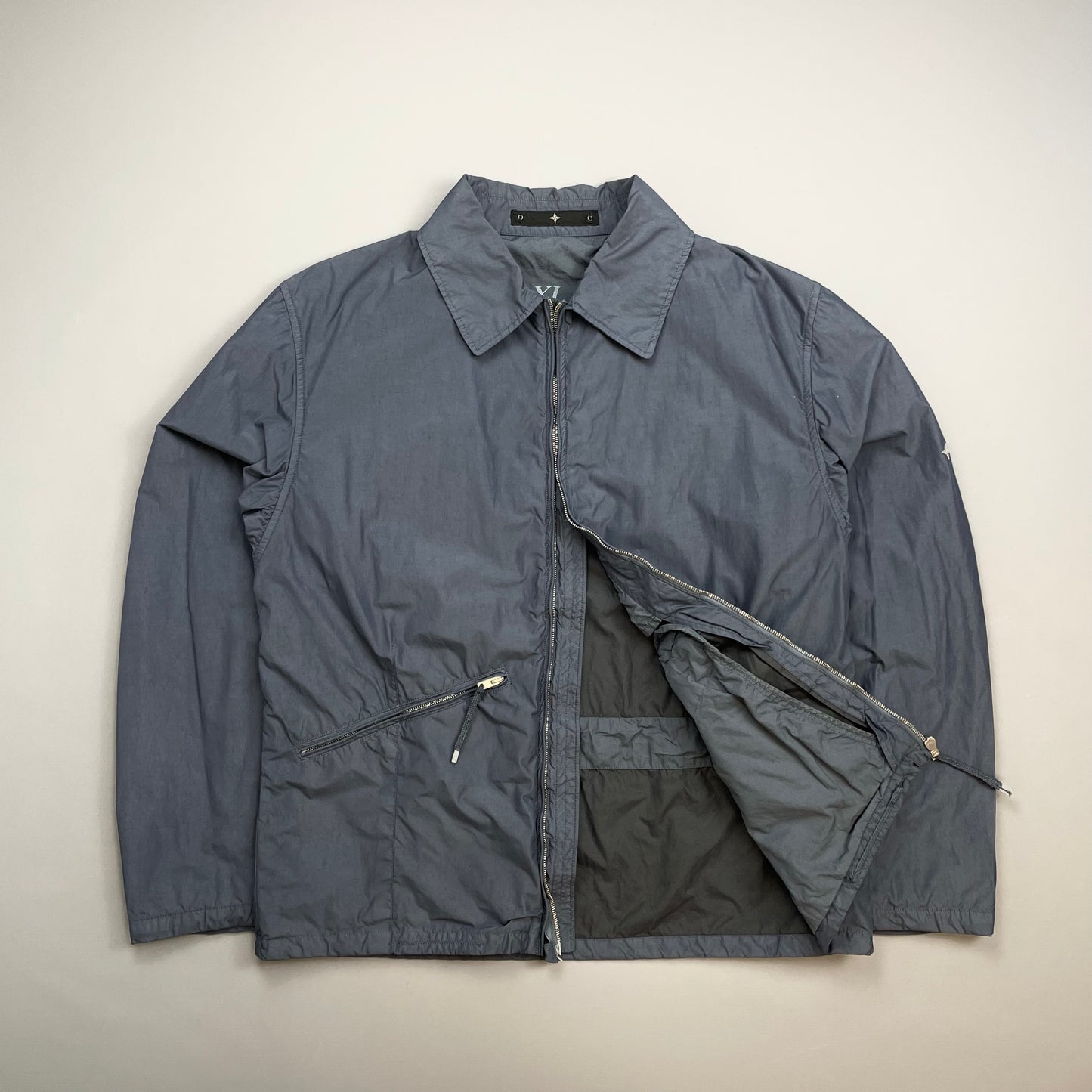 Stone Island Denims Blue Grey SS03 Nylon Zip-Through Harrington Jacket