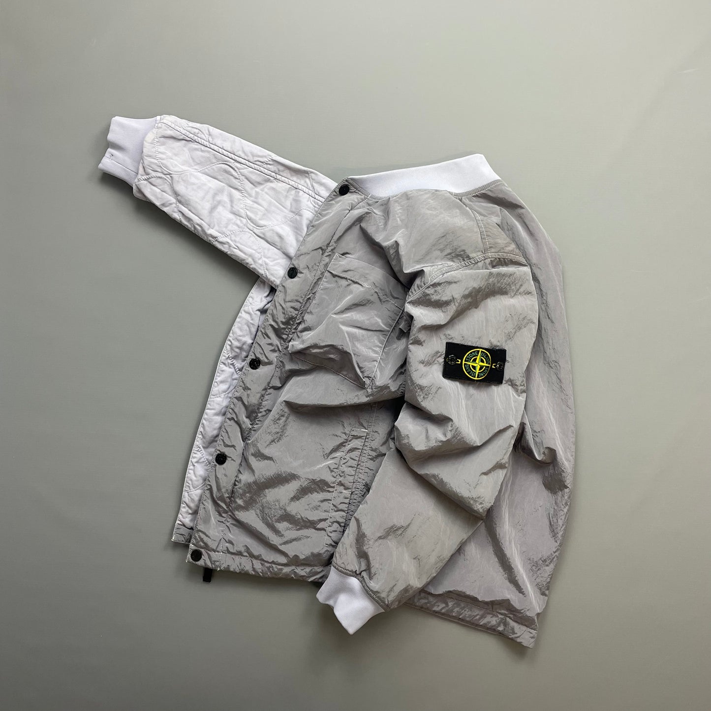 Stone Island Silver/Lilac SS18 Reversible Nylon Metal Quilted Bomber Jacket