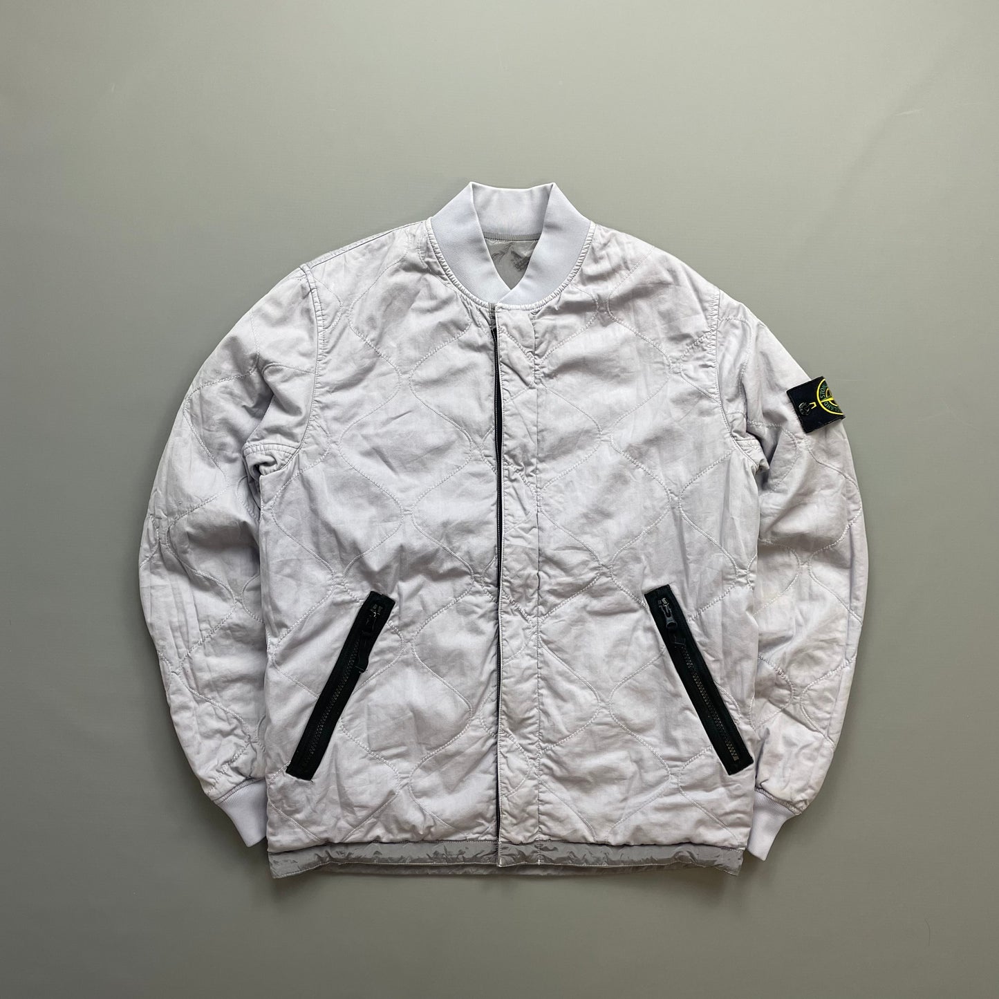 Stone Island Silver/Lilac SS18 Reversible Nylon Metal Quilted Bomber Jacket