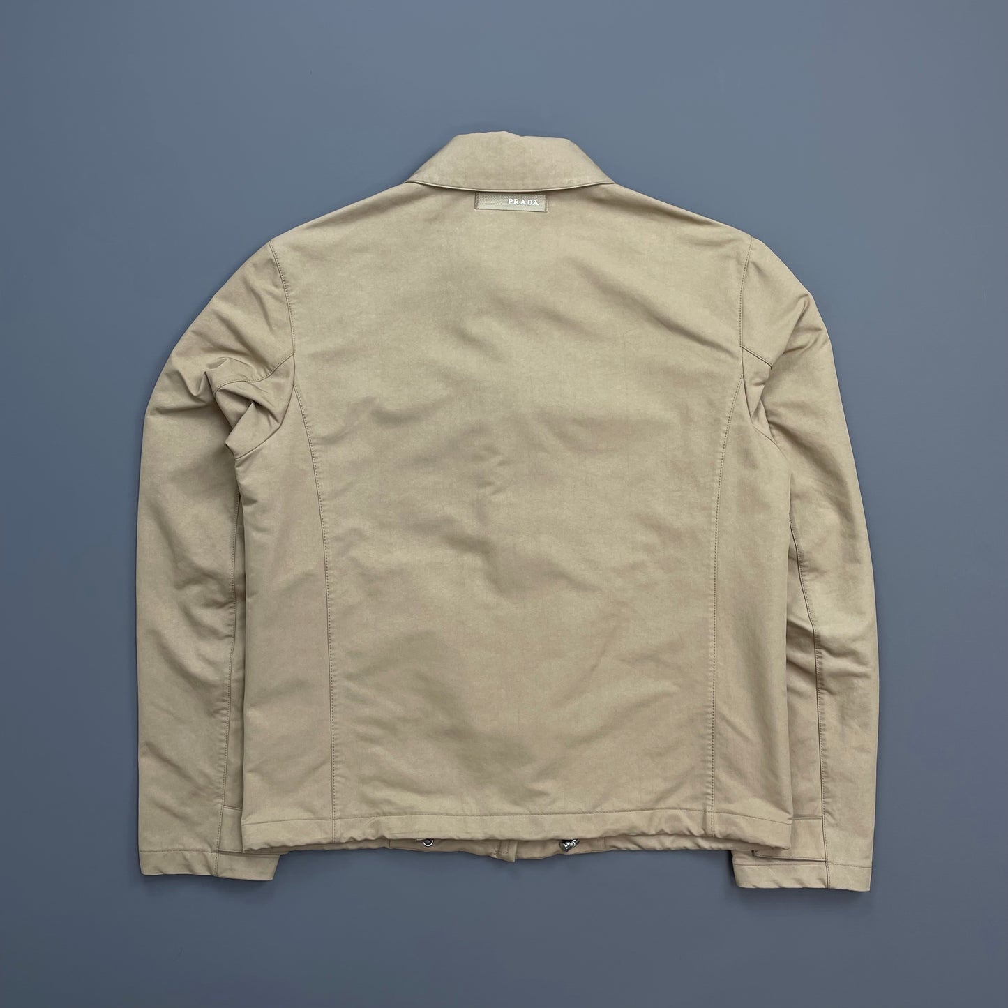 Prada Sport Beige 2007 Minimalistic Waxy Nylon Harrington Jacket
