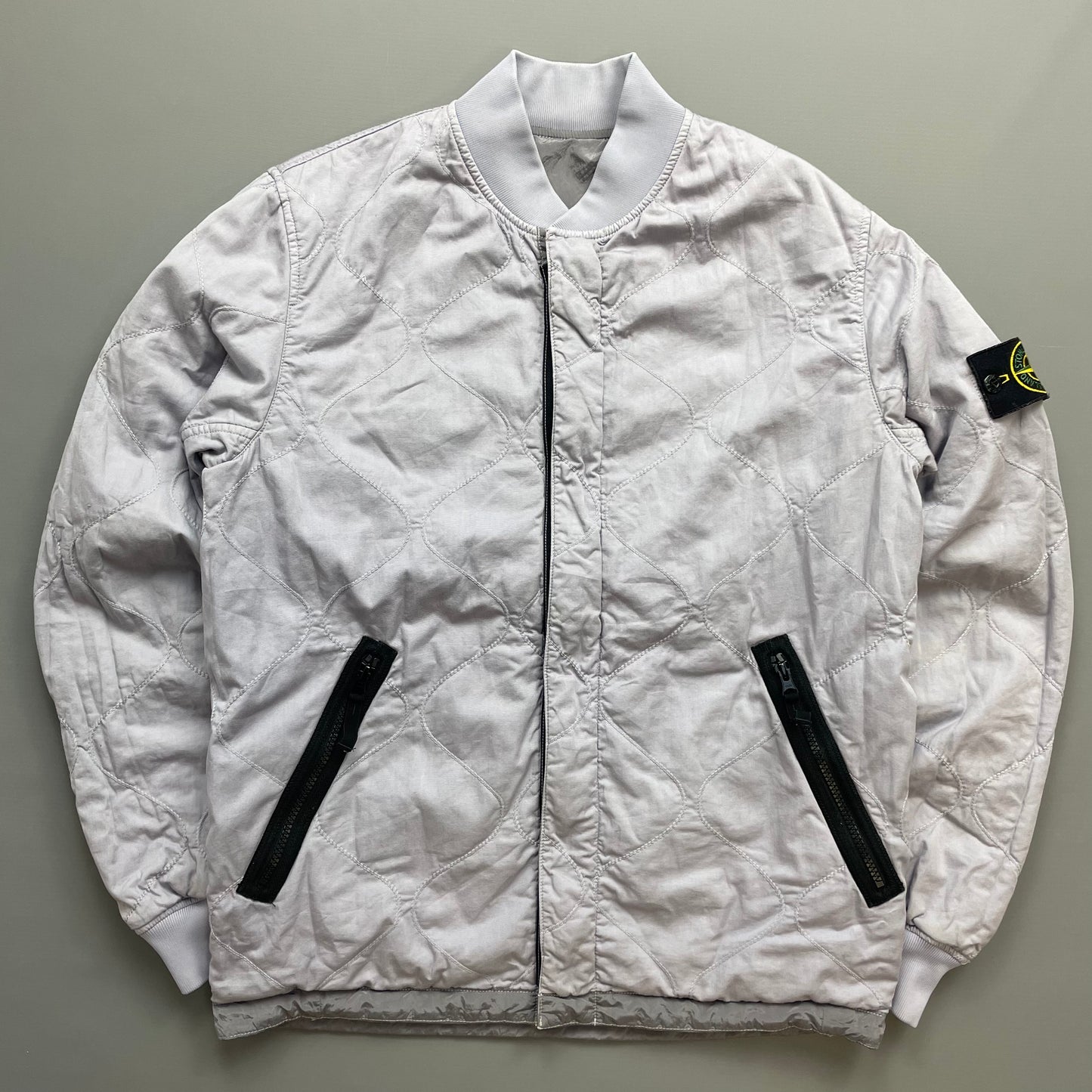 Stone Island Silver/Lilac SS18 Reversible Nylon Metal Quilted Bomber Jacket