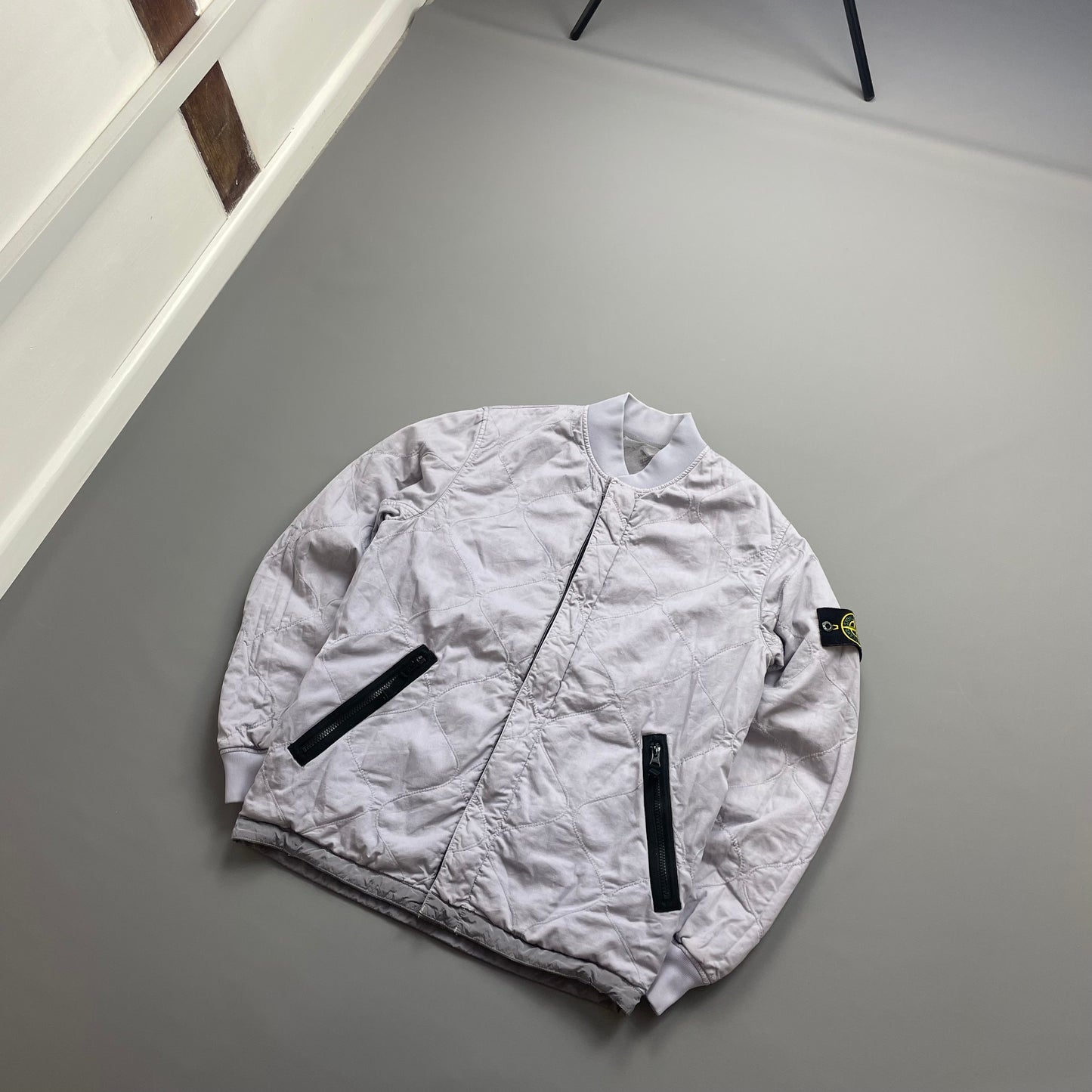 Stone Island Silver/Lilac SS18 Reversible Nylon Metal Quilted Bomber Jacket