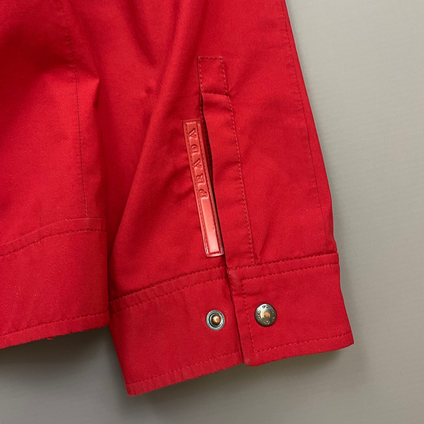 Prada Sport Red 00s Goretex Nylon Trim Collar Harrington Jacket