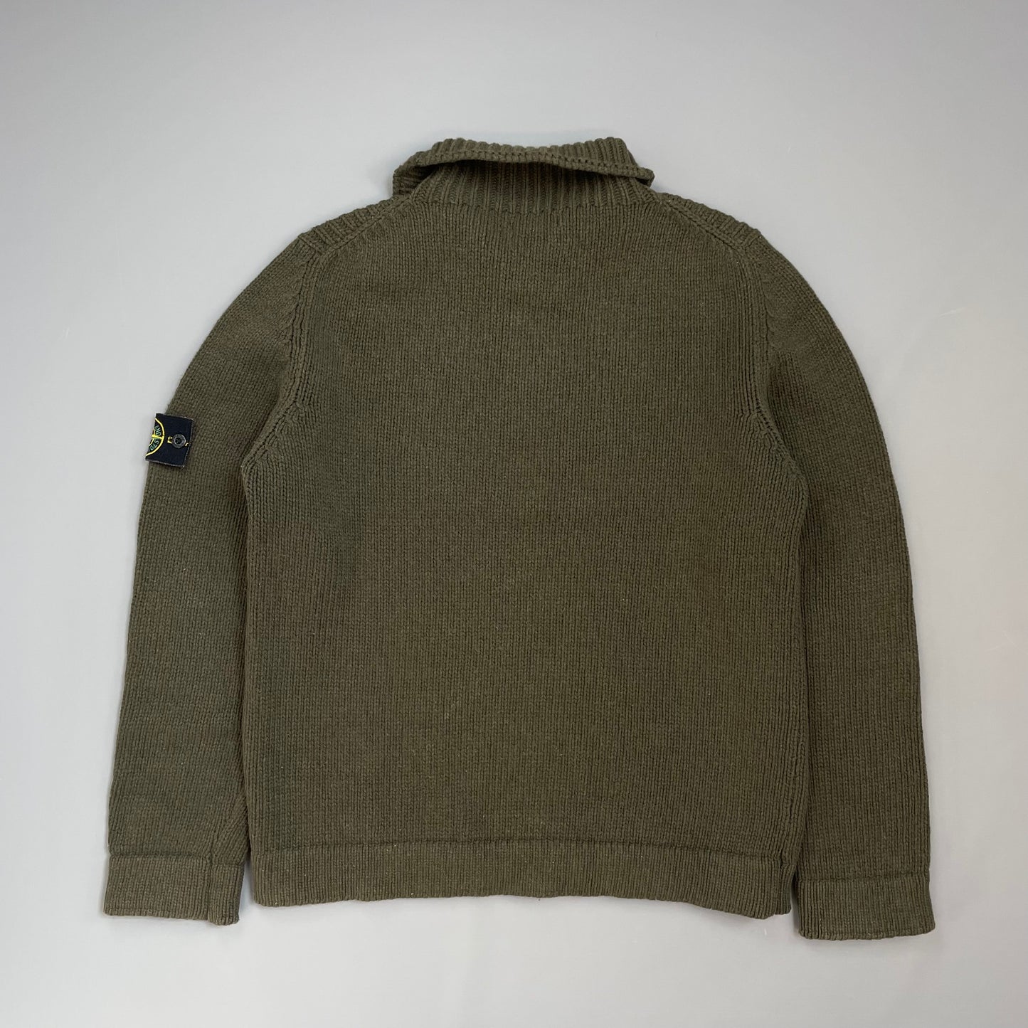 Stone Island Khaki 00s Wool Knit Half-Zip Jumper