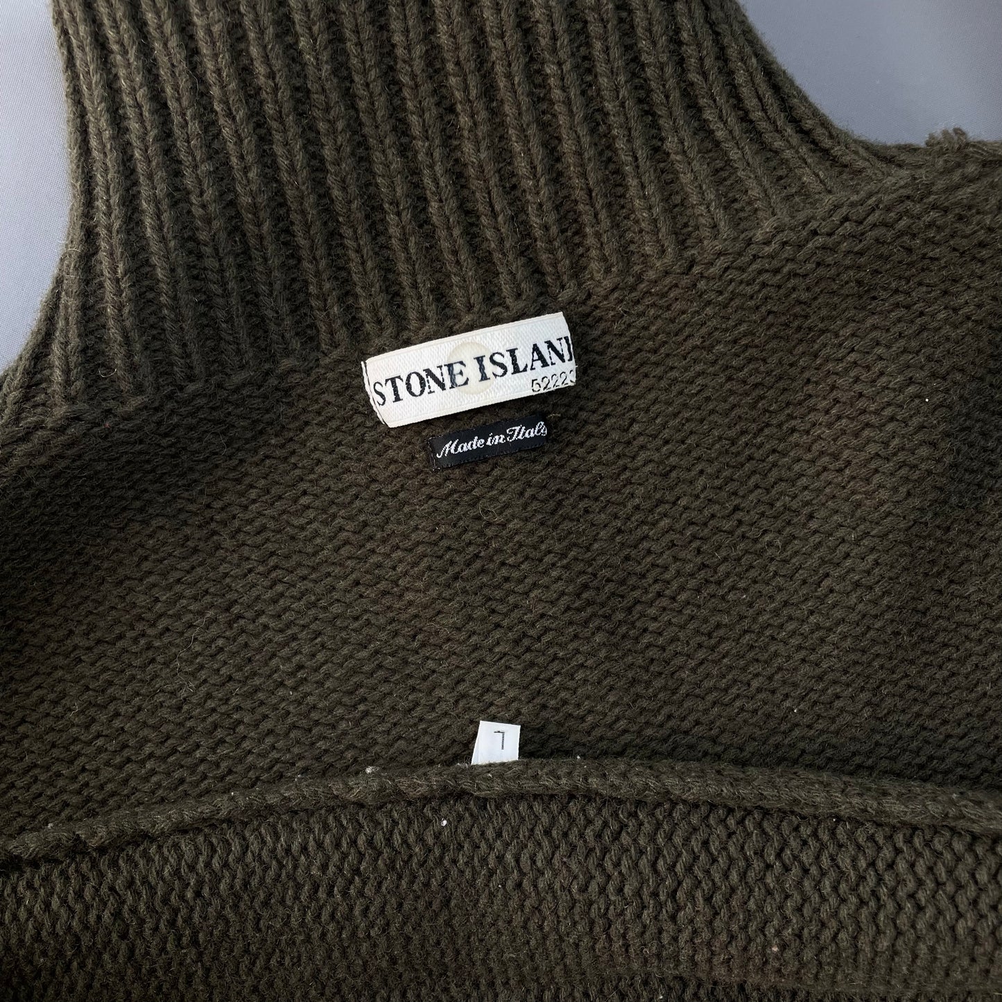 Stone Island Khaki 00s Wool Knit Half-Zip Jumper