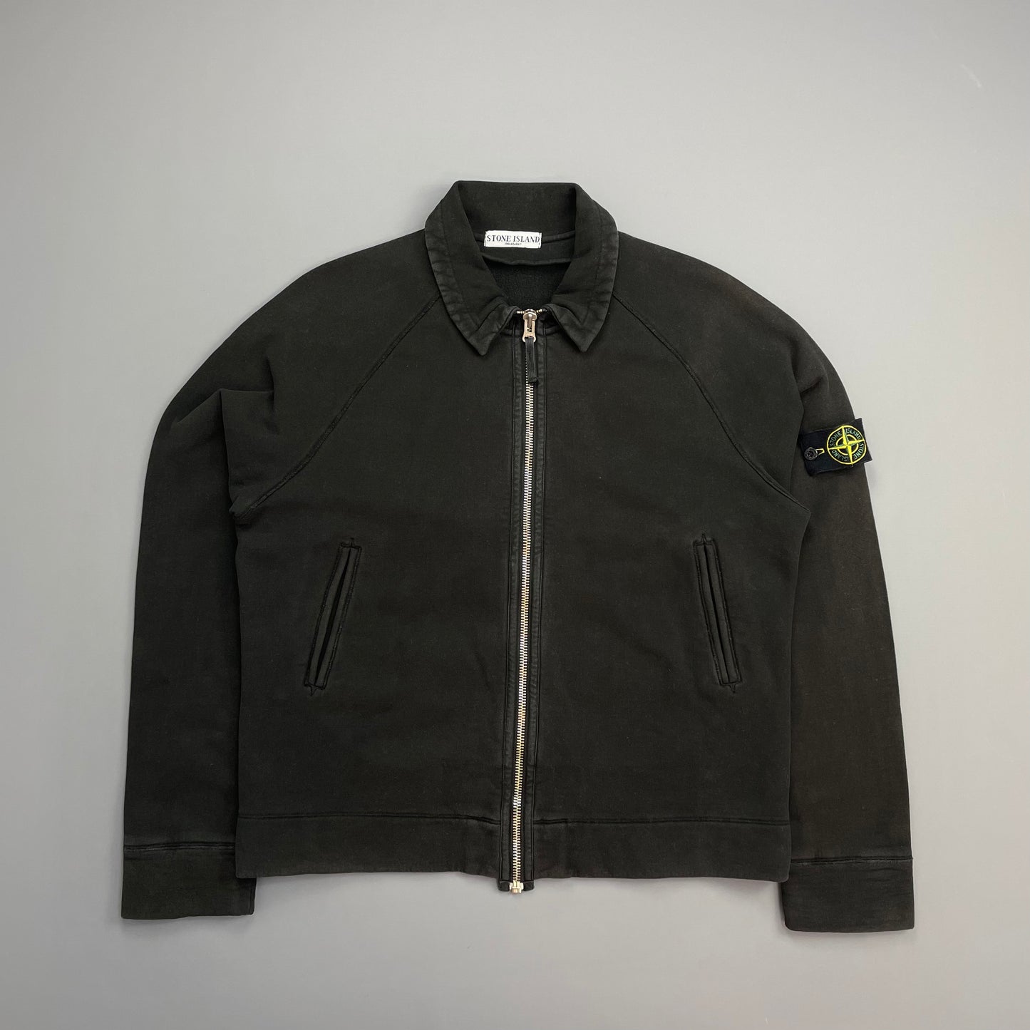 Stone Island Black SS06 Compass Emblem Zip-Through Cotton Jacket