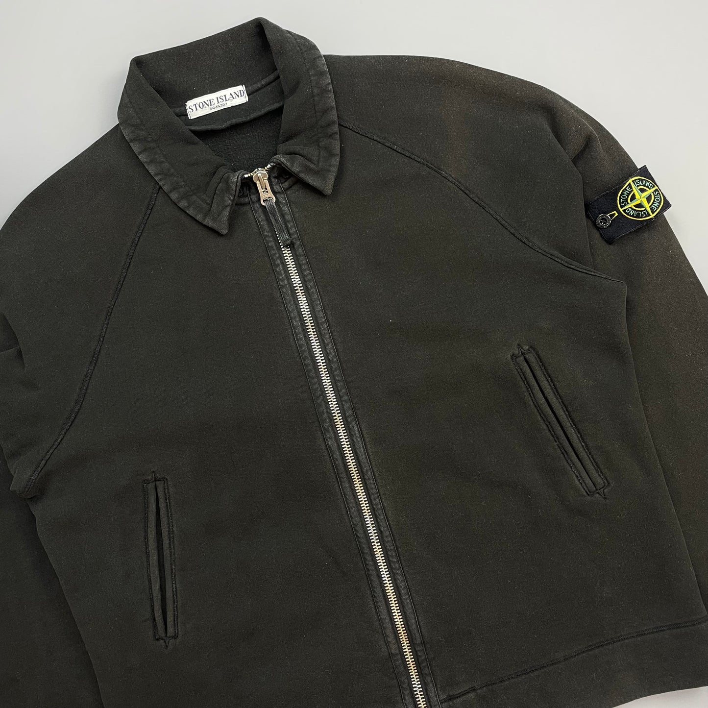 Stone Island Black SS06 Compass Emblem Zip-Through Cotton Jacket