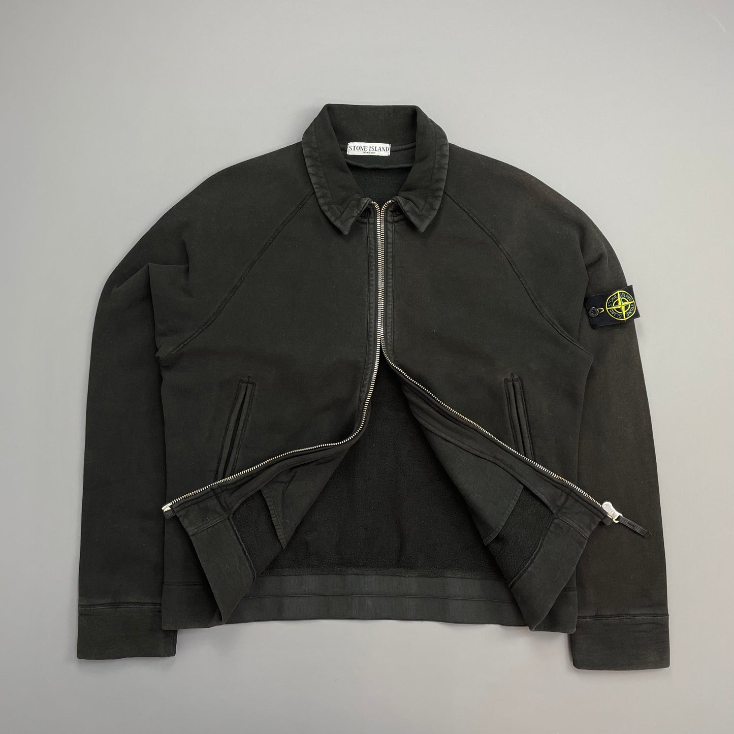 Stone Island Black SS06 Compass Emblem Zip-Through Cotton Jacket