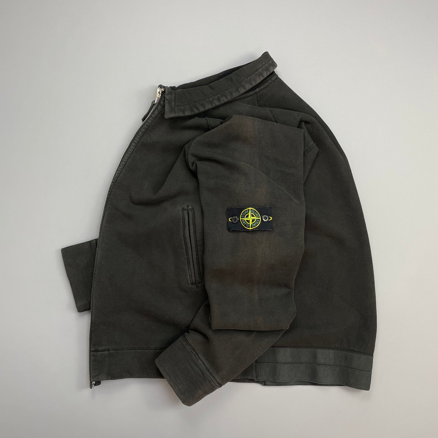 Stone Island Black SS06 Compass Emblem Zip-Through Cotton Jacket
