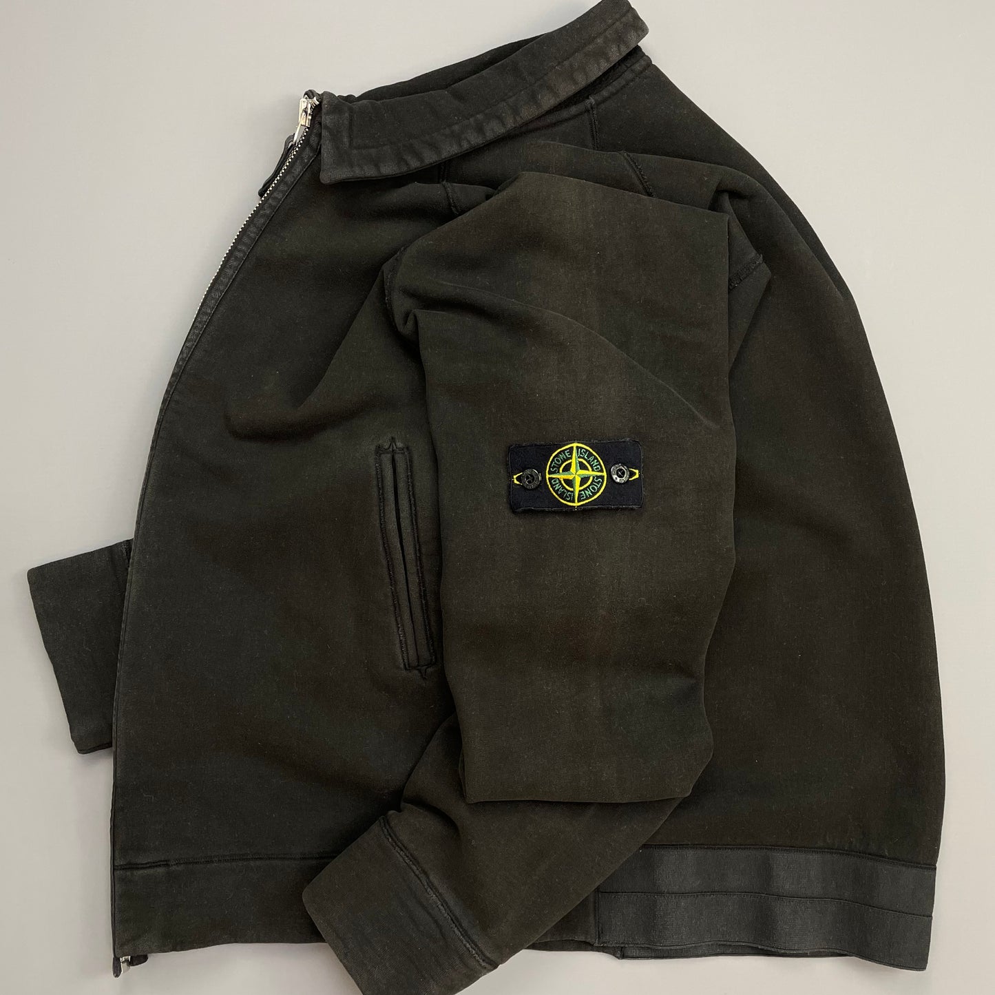 Stone Island Black SS06 Compass Emblem Zip-Through Cotton Jacket