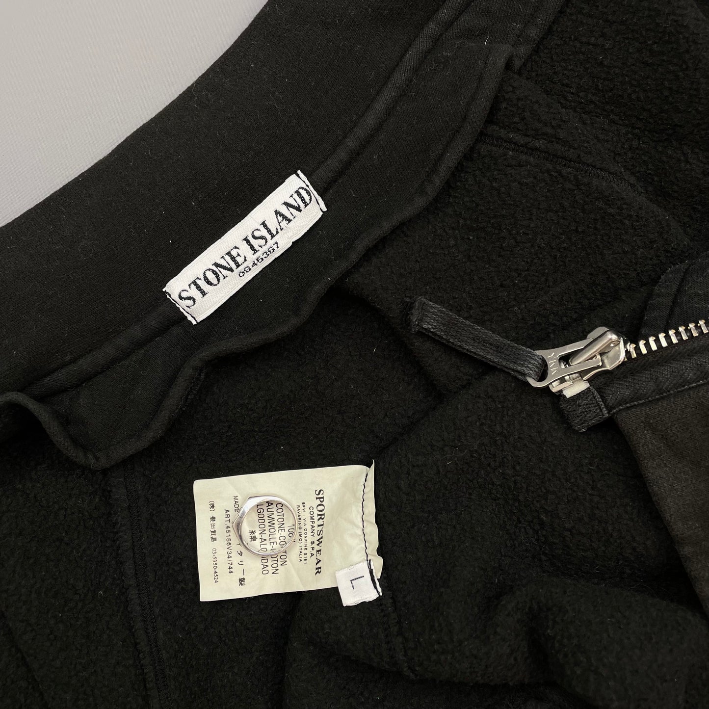 Stone Island Black SS06 Compass Emblem Zip-Through Cotton Jacket