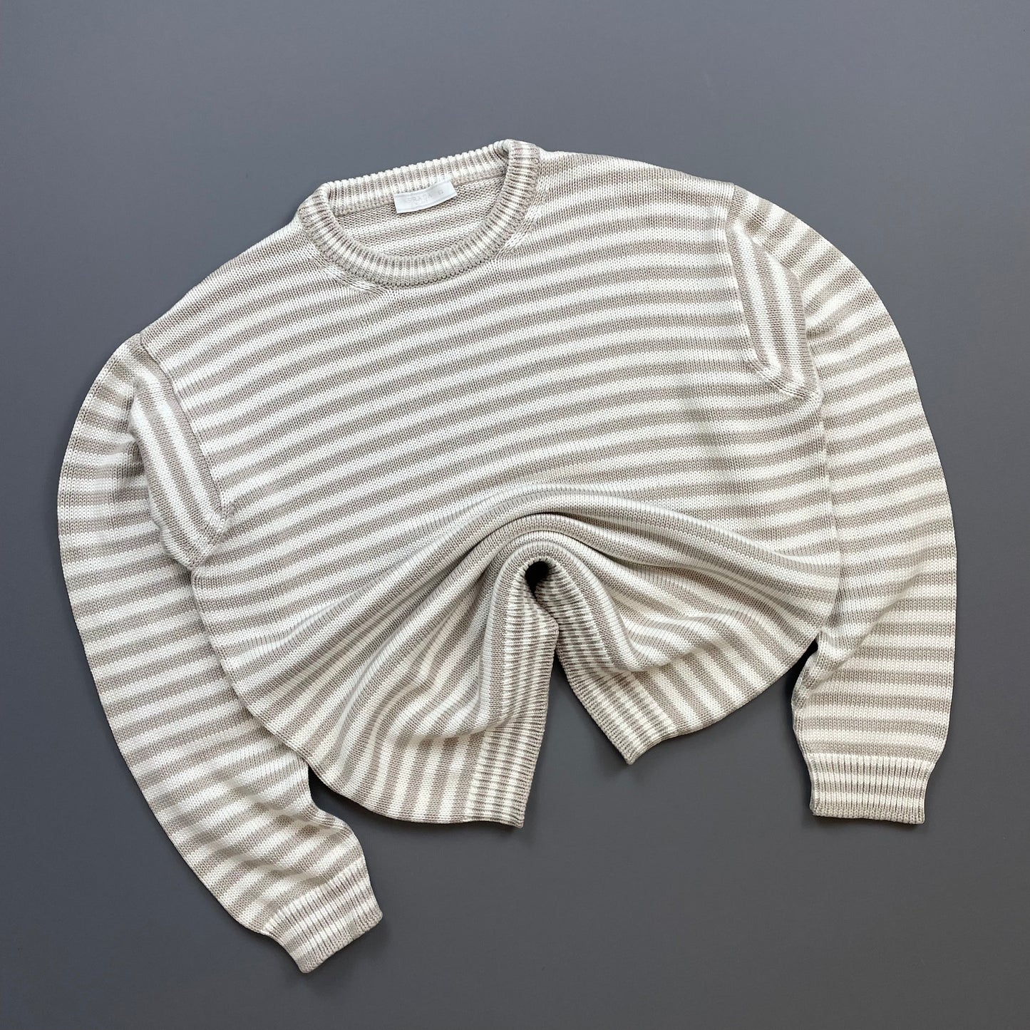 Prada White & Grey 2016 Striped Elbow Panel Knit Jumper