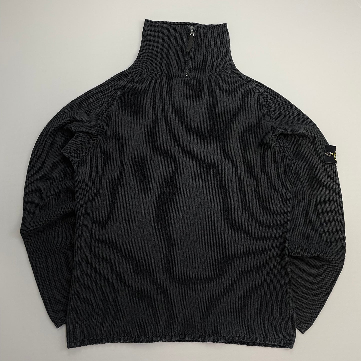 Stone Island Black SS00 Lightweight Half-Zip Knit Jumper