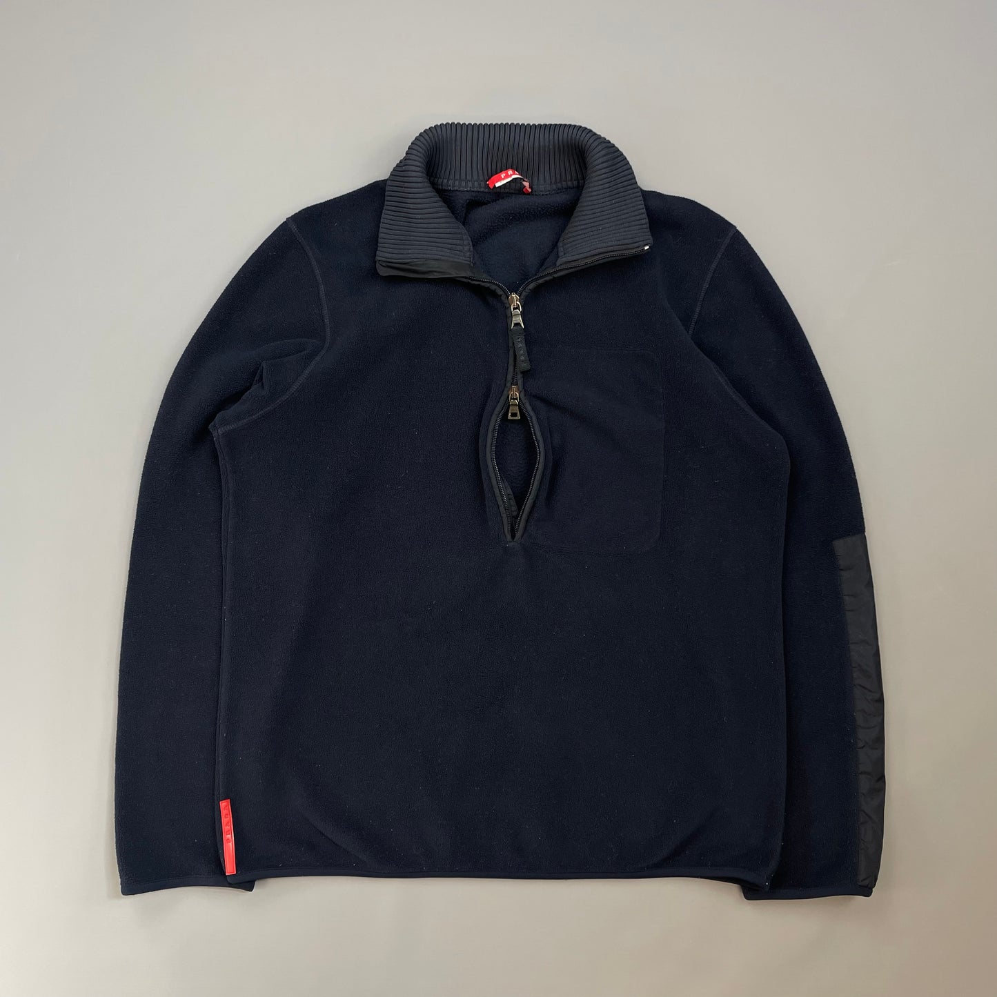 Prada Sport Navy 2008 Nylon Elbow Dual-Zip Lightweight Fleece Jumper
