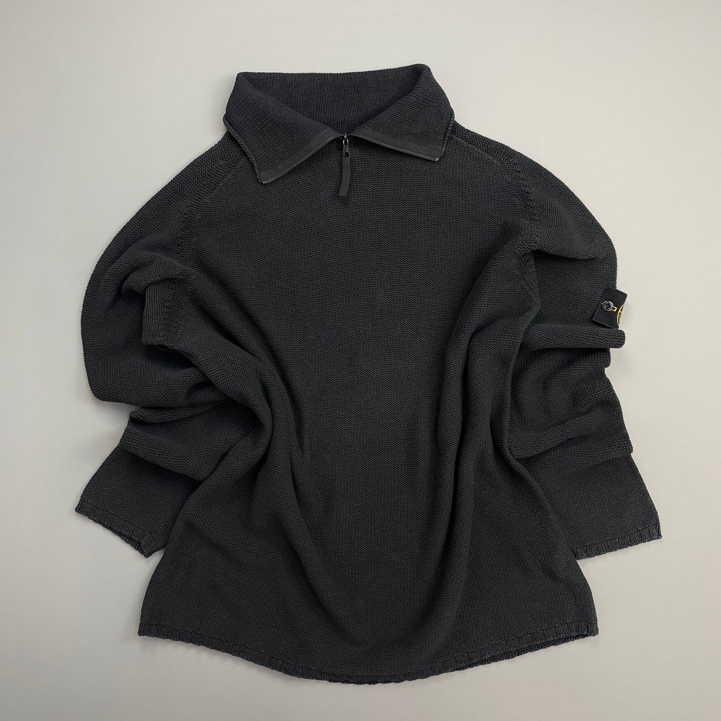 Stone Island Black SS00 Lightweight Half-Zip Knit Jumper