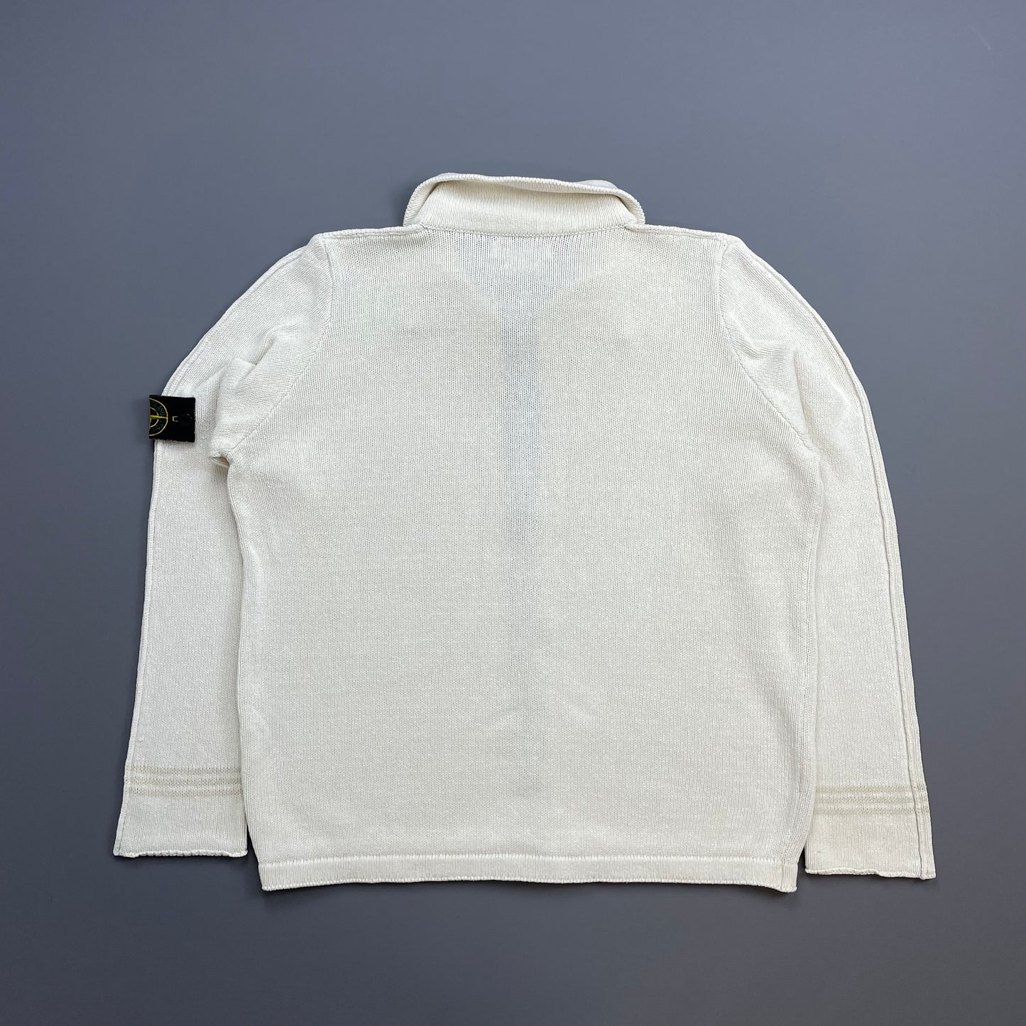 Stone Island White SS01 Two-Way Zip Knit Jumper