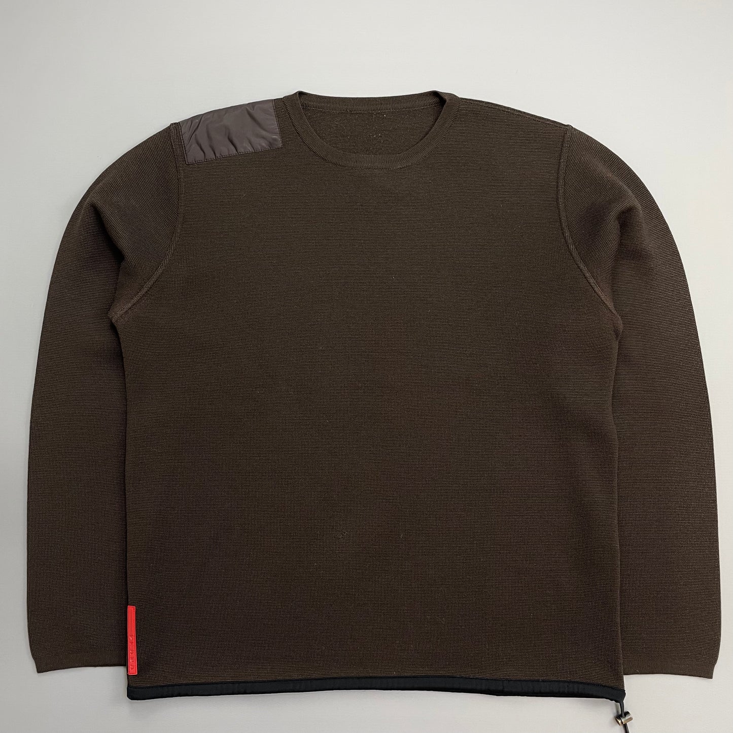 Prada Sport Khaki 00s Nylon Panel Technical Knit Crewneck Jumper