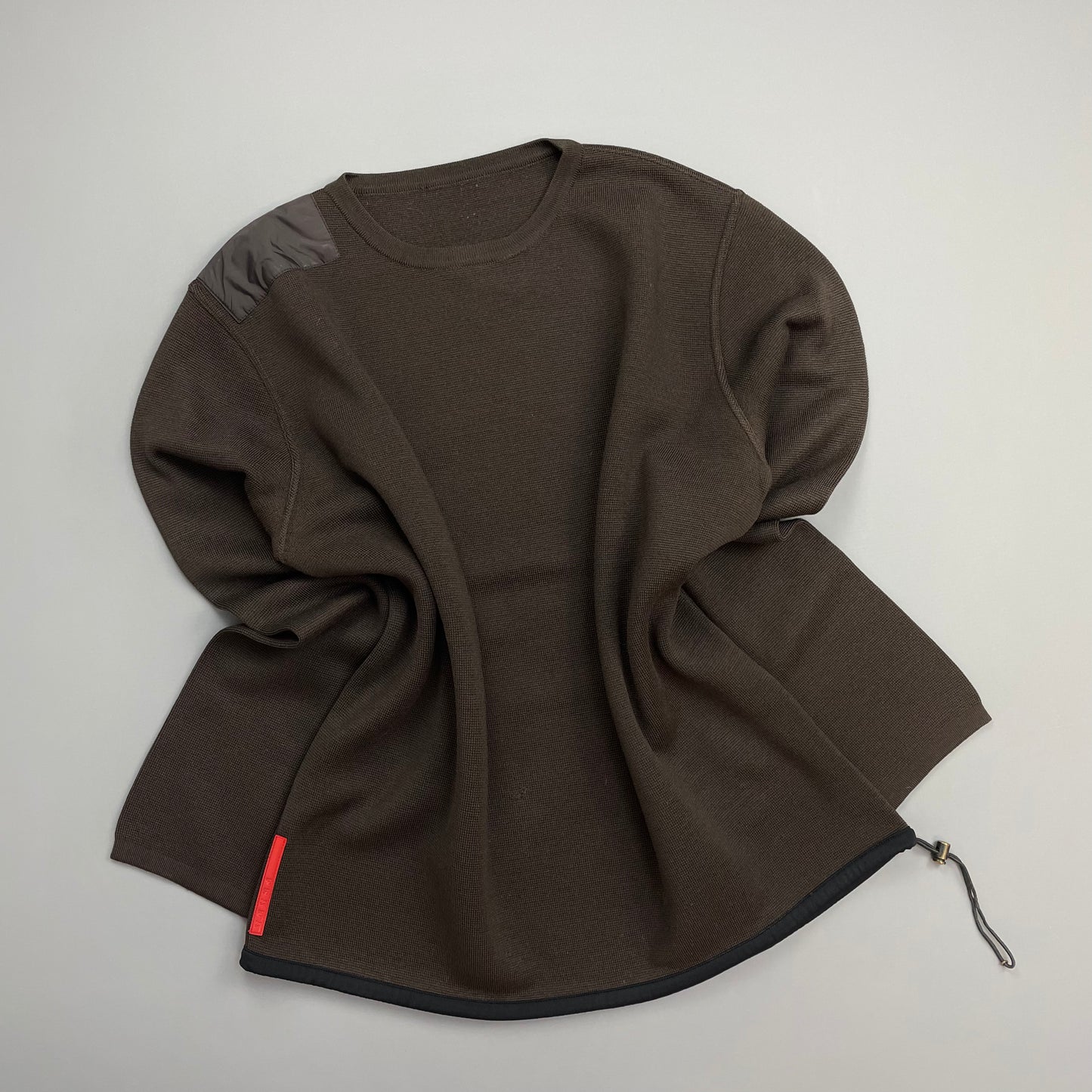 Prada Sport Khaki 00s Nylon Panel Technical Knit Crewneck Jumper