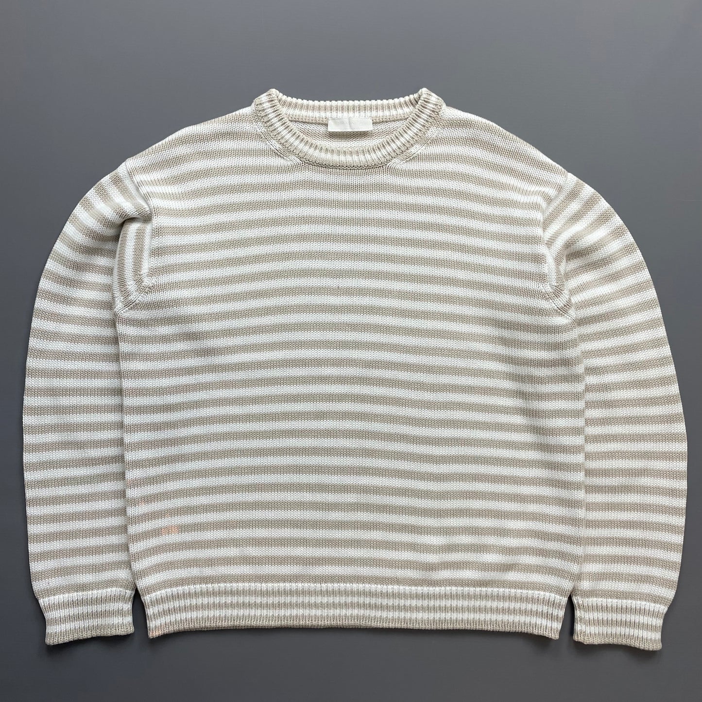 Prada White/Beige 2016 Striped Elbow Panel Knit Jumper