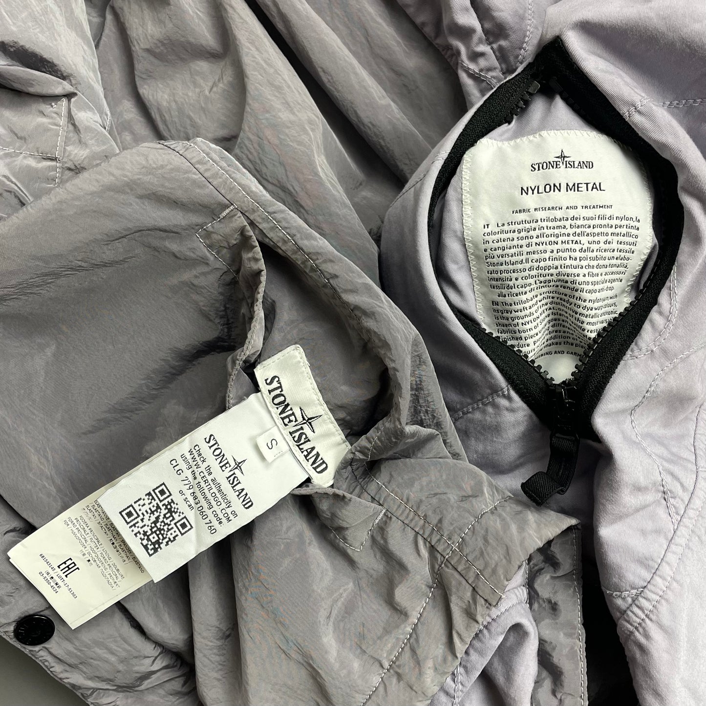 Stone Island Silver/Lilac SS18 Reversible Nylon Metal Quilted Bomber Jacket