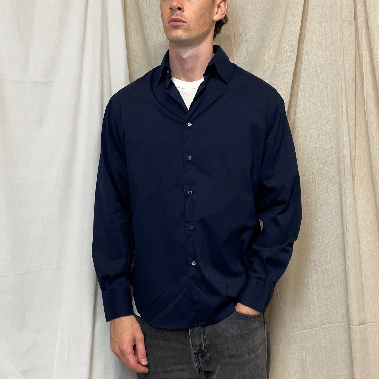 Prada Milano Navy 90s Formal Shirt