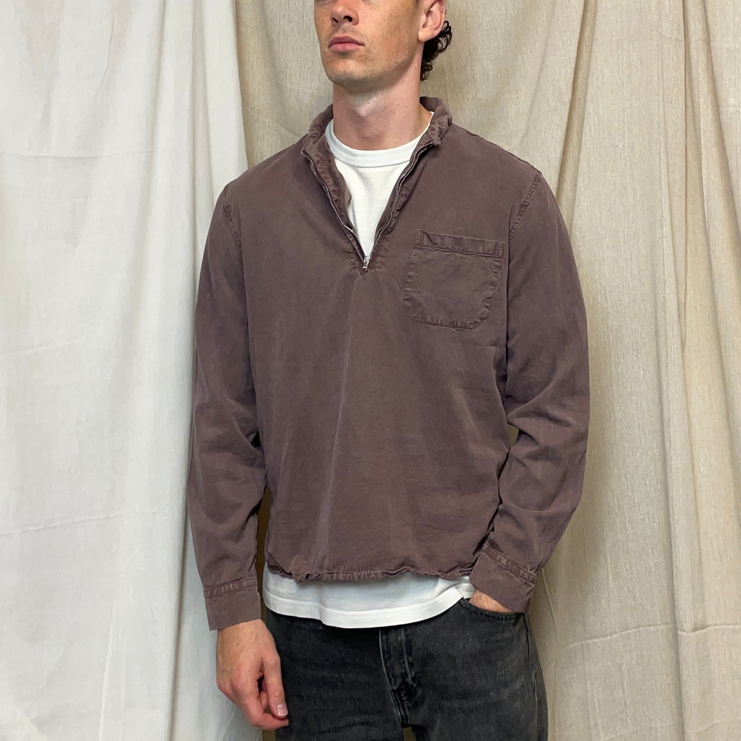Our Legacy Purple Tencel Shawl Zip Shirt